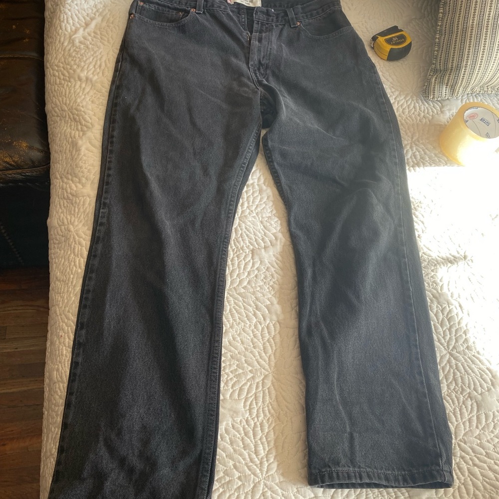 Levis 505 washed black regular fit jeans